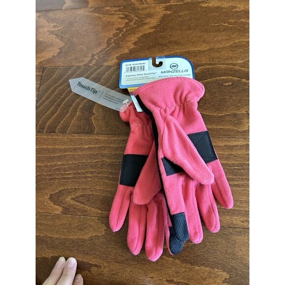 Manzella Women's M/L Pink Black Ivory Equinox Ultra TouchTip Warmer Gloves NEW - Picture 3 of 5